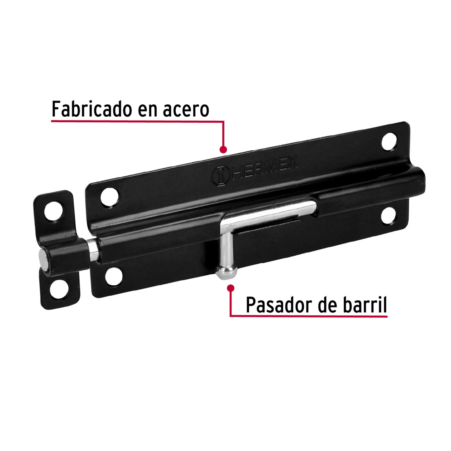Pasador de barril 6 pulgadas de acero acabado negro