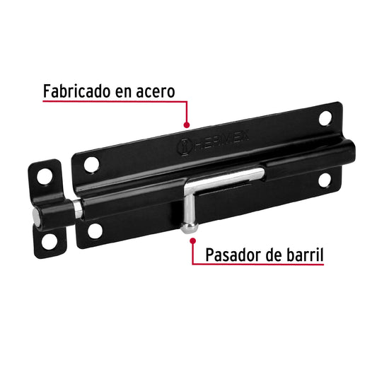 Pasador de barril 6 pulgadas de acero acabado negro