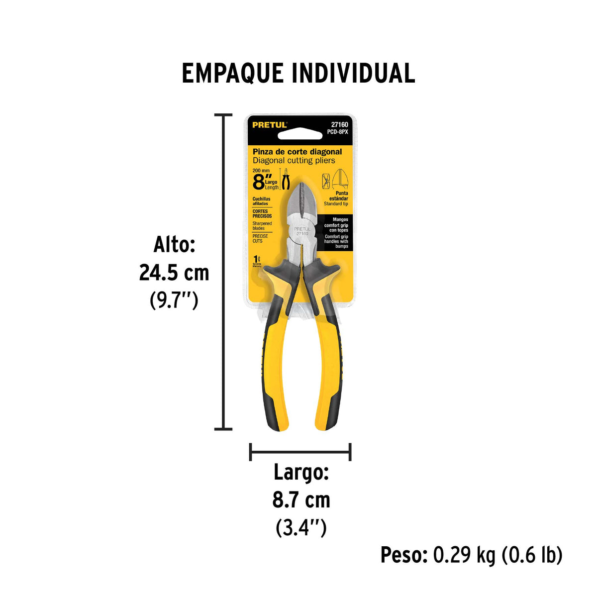 Pinza de corte diagonal 8" mango Comfort Grip · vista 5