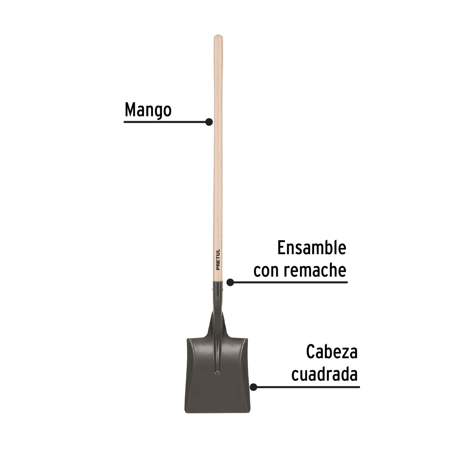 Pala cuadrada mango largo Pretul El Salvador