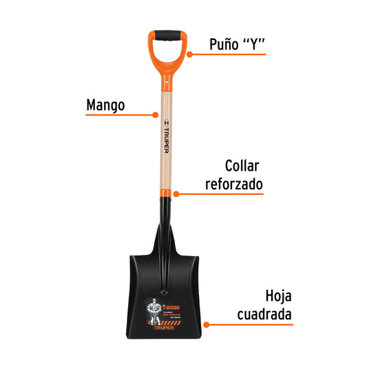 Pala cuadrada T-2000 con puño Y offset