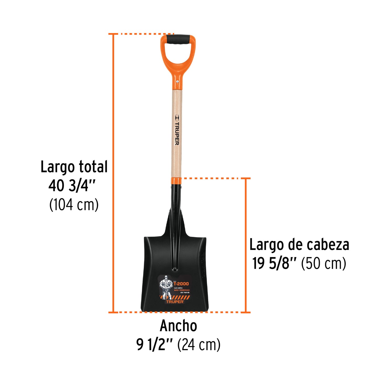 Pala cuadrada T-2000 con puño Y offset