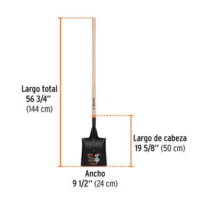 Pala T-2000 cuadrada con mango largo El Salvador