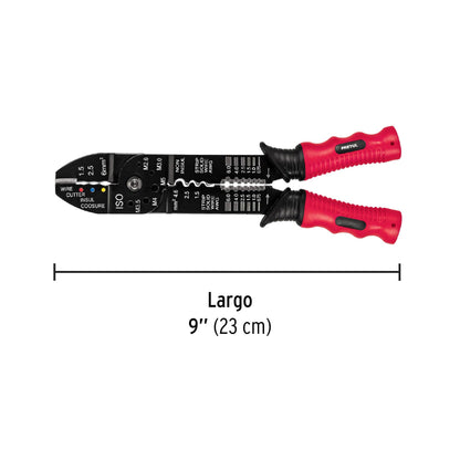 Pinza para pelar cables de 9 pulgadas para cable calibre 18 a 10 AWG con función de crimpado