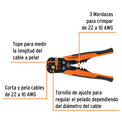 Pinza automática para pelar cables de 8 pulgadas con mordazas para crimpar