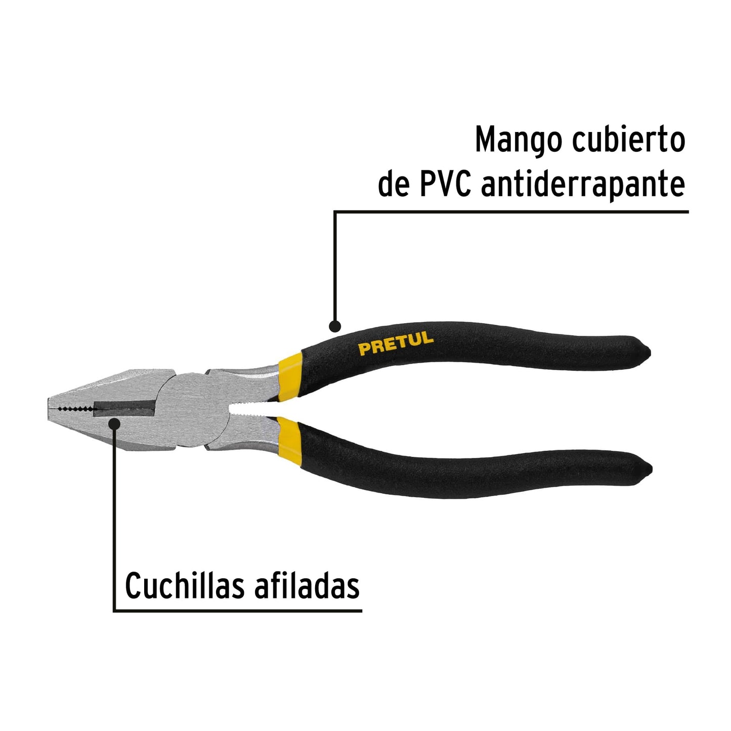Pinza para electricista de 18 cm con mango de PVC