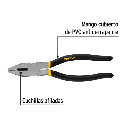 Pinza para electricista de 20 cm con mango de PVC