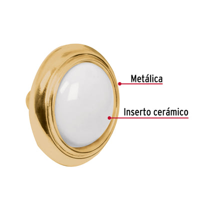 Perilla latón brillante inserto cerámico
