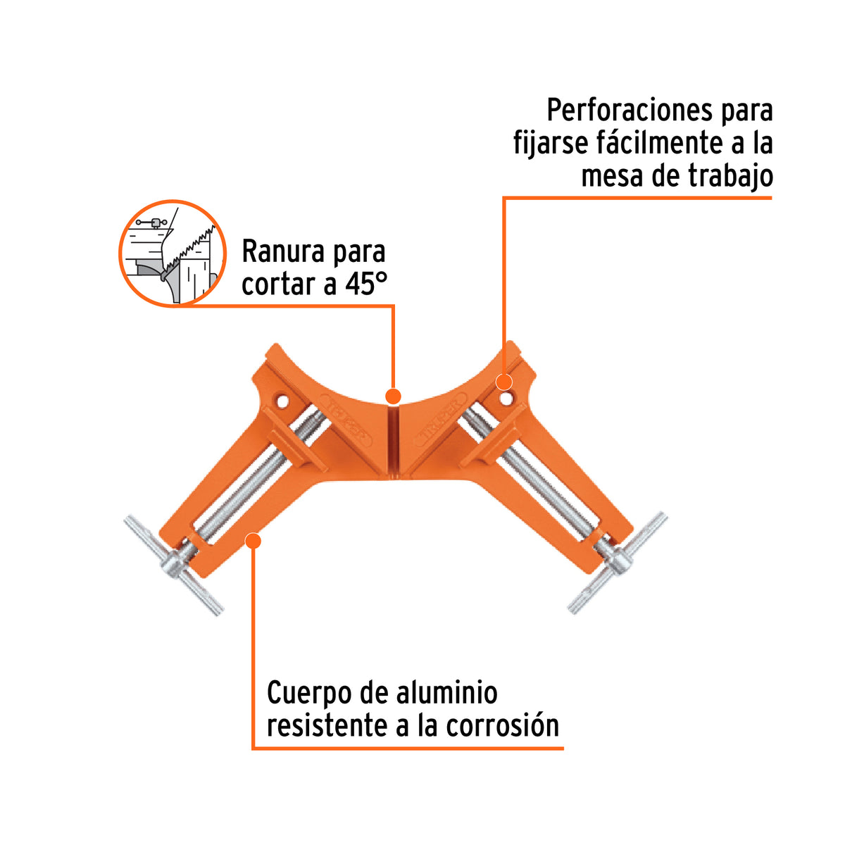 Prensa esquinera profesional 3 pulg cuerpo de aluminio - SKU 17690