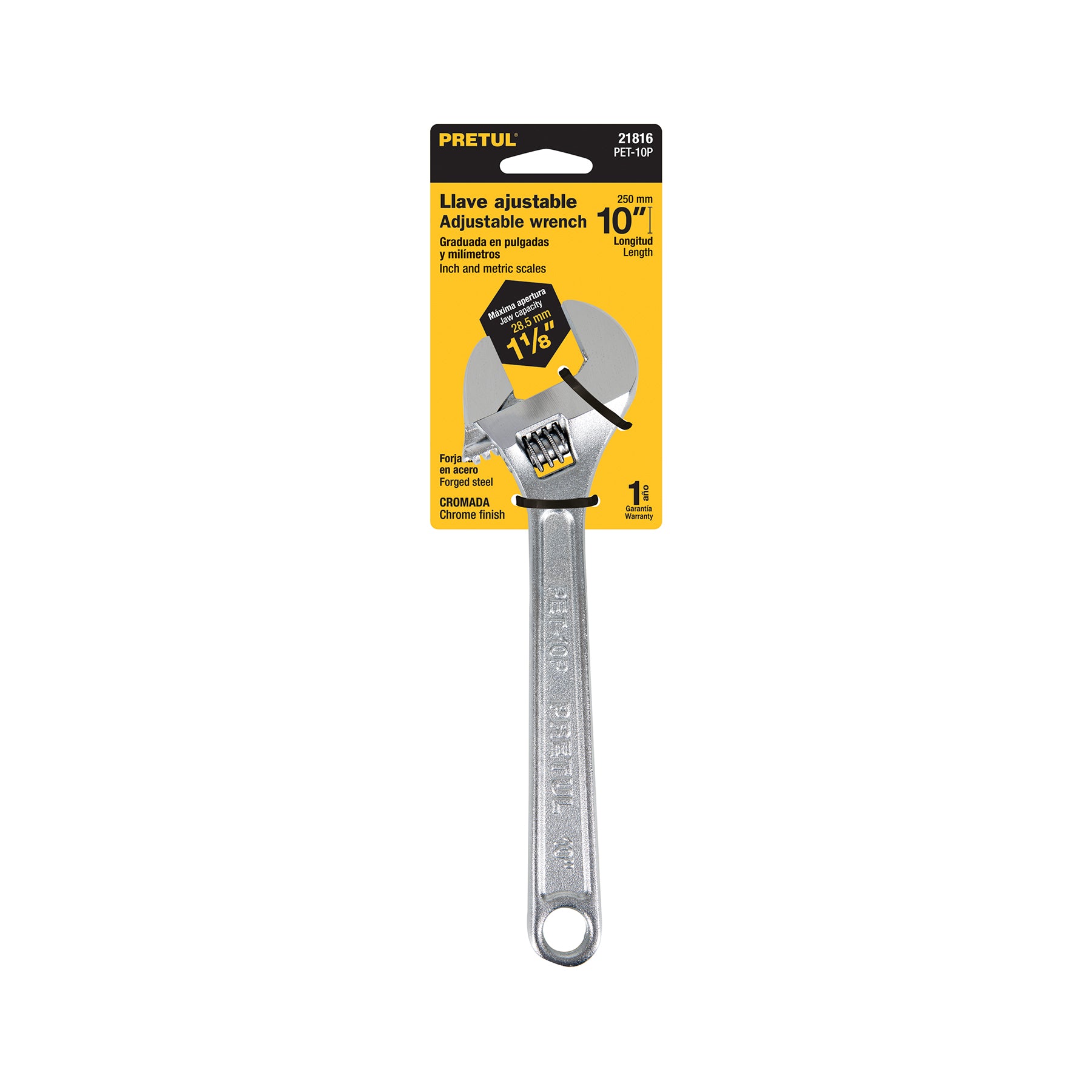 Llave ajustable (perico) 10 pulg cromada - SKU 21816