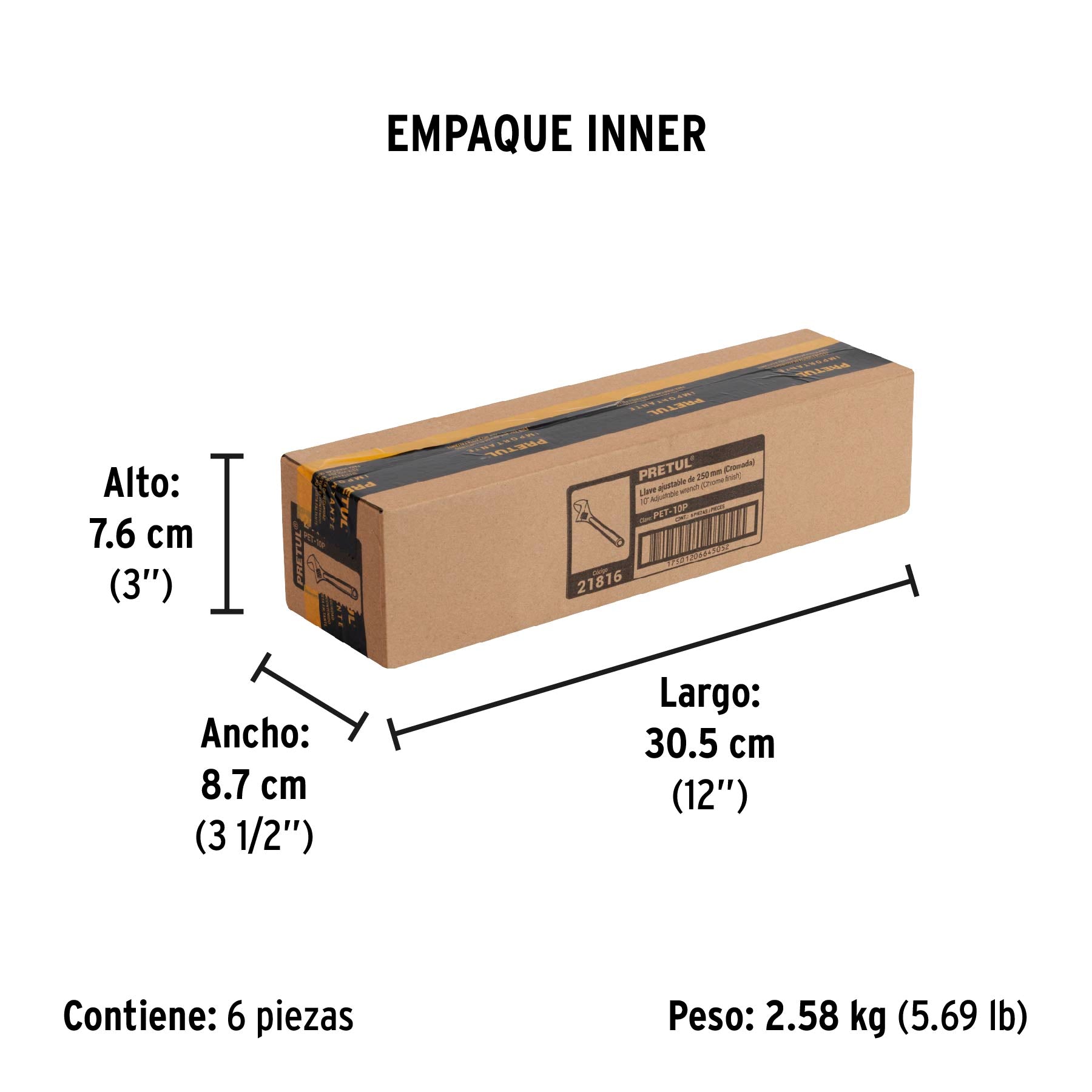 Llave ajustable (perico) 10 pulg cromada - SKU 21816