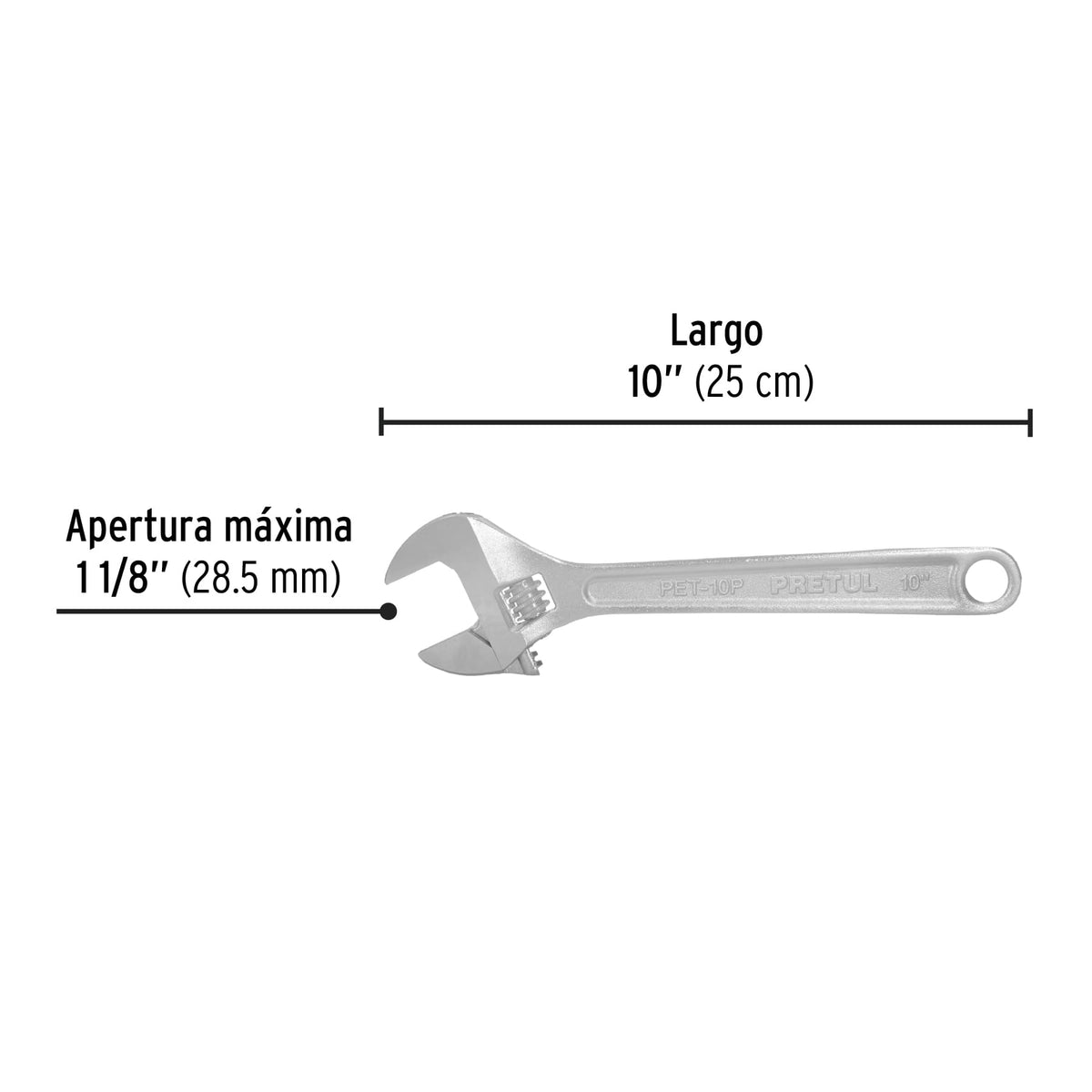 Llave ajustable (perico) 10 pulg cromada - SKU 21816