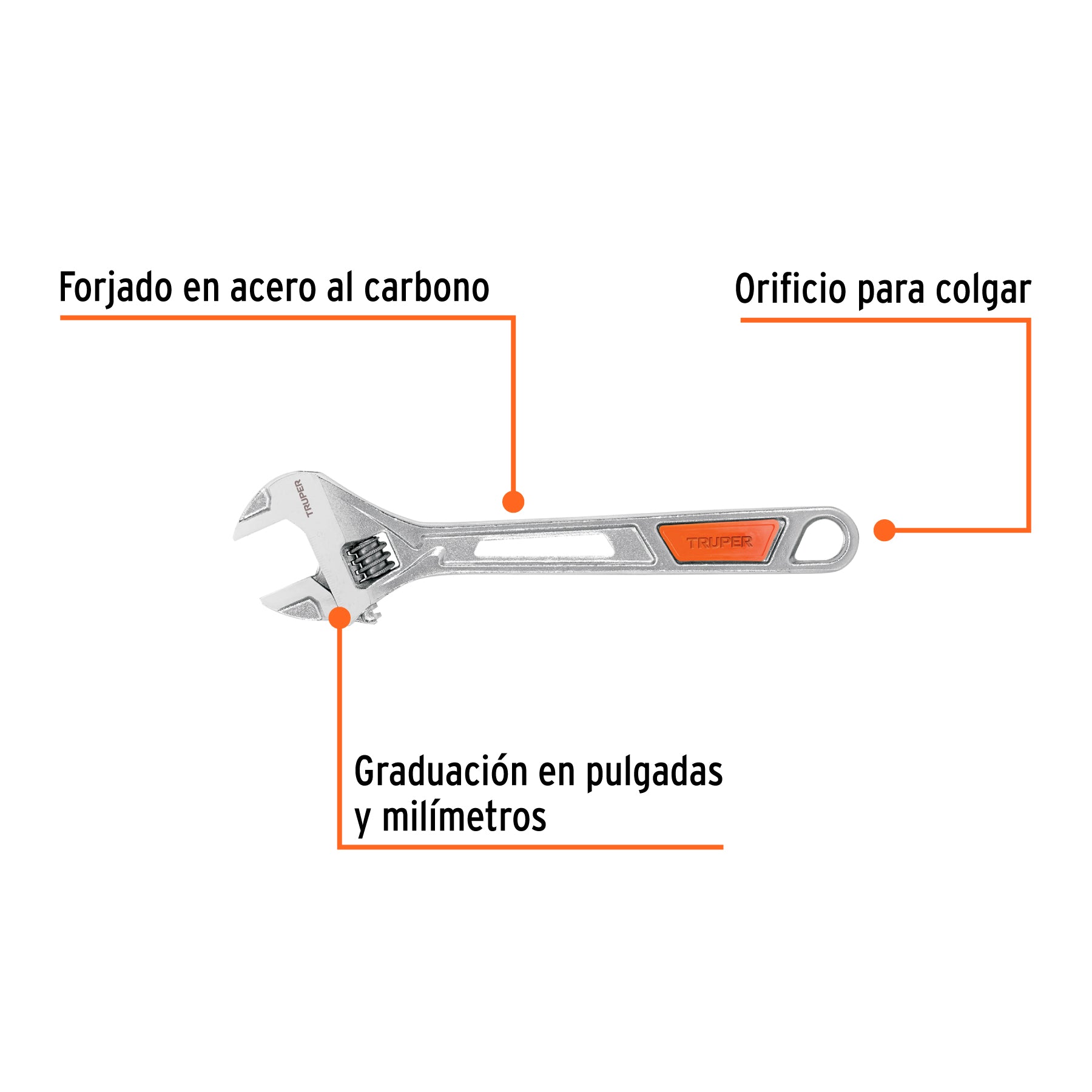Llave ajustable (perico) 10 pulg cromada PET-10X - SKU 15511