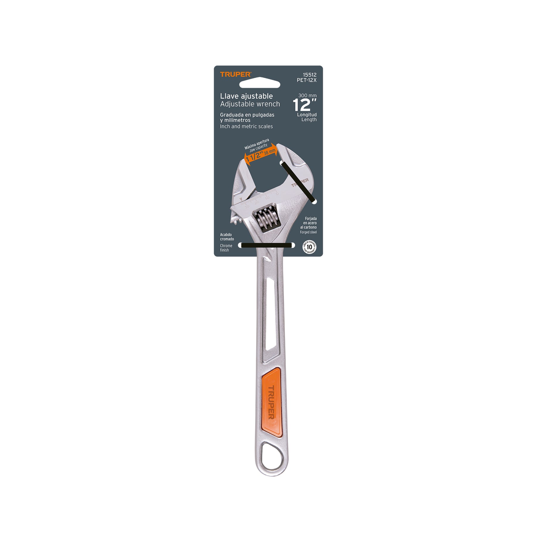 Llave ajustable (perico) 12 pulg cromada PET-12X - SKU 15512