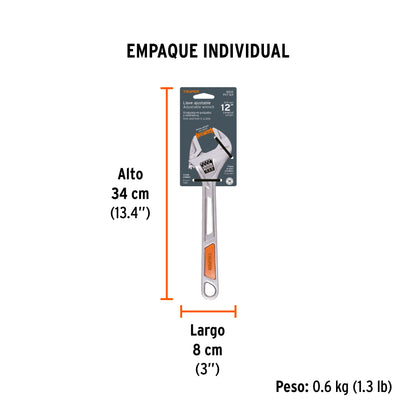 Llave ajustable (perico) 12 pulg cromada PET-12X - SKU 15512