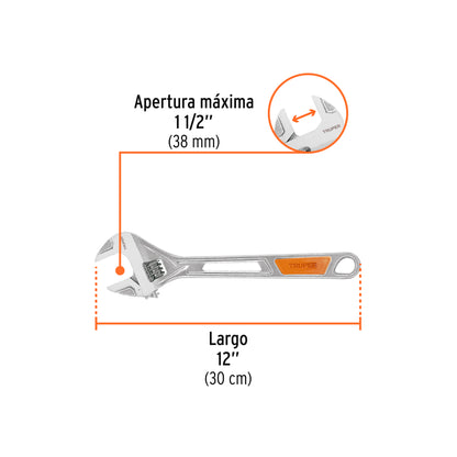 Llave ajustable (perico) 12 pulg cromada PET-12X - SKU 15512