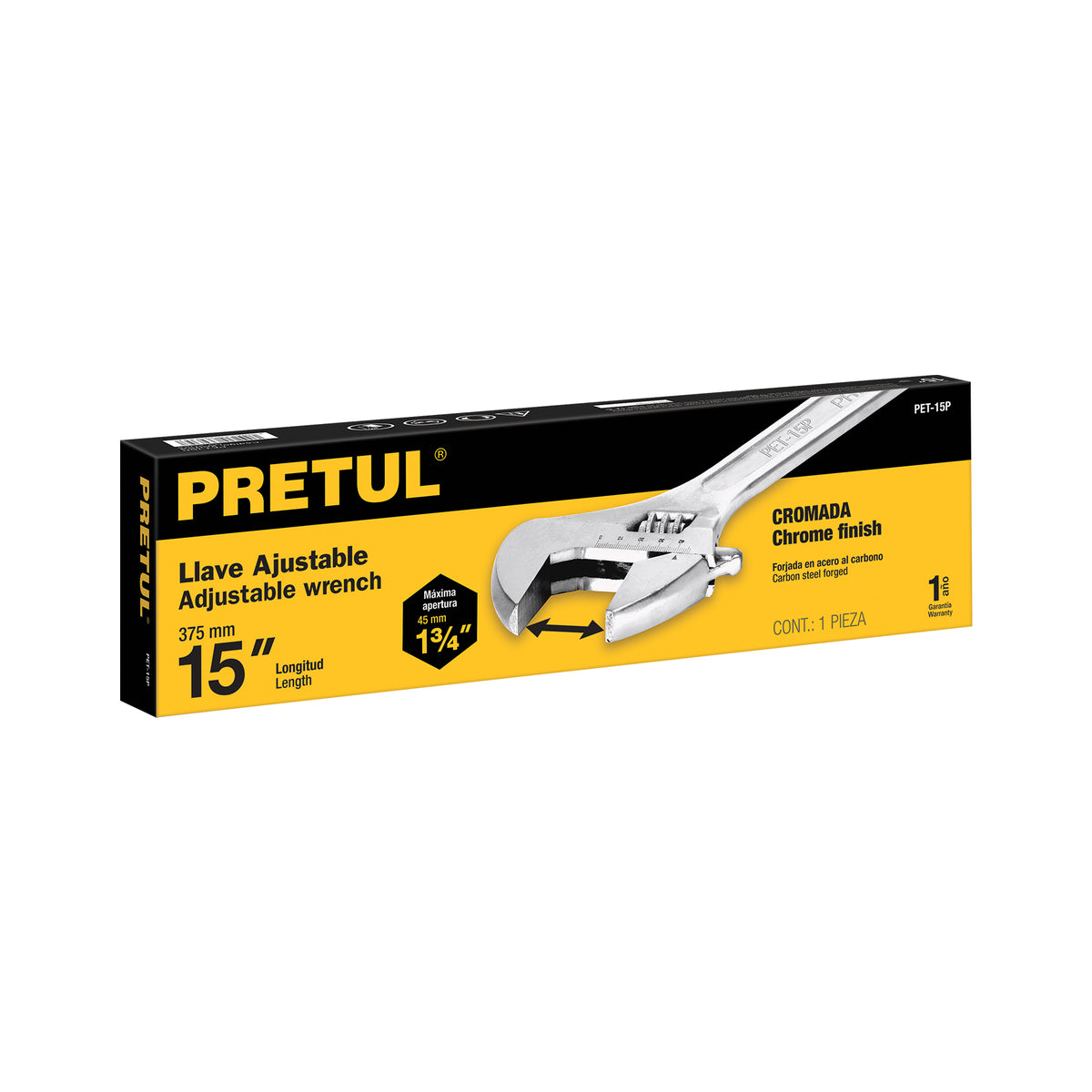 Llave ajustable (perico) 15" cromada · vista 4