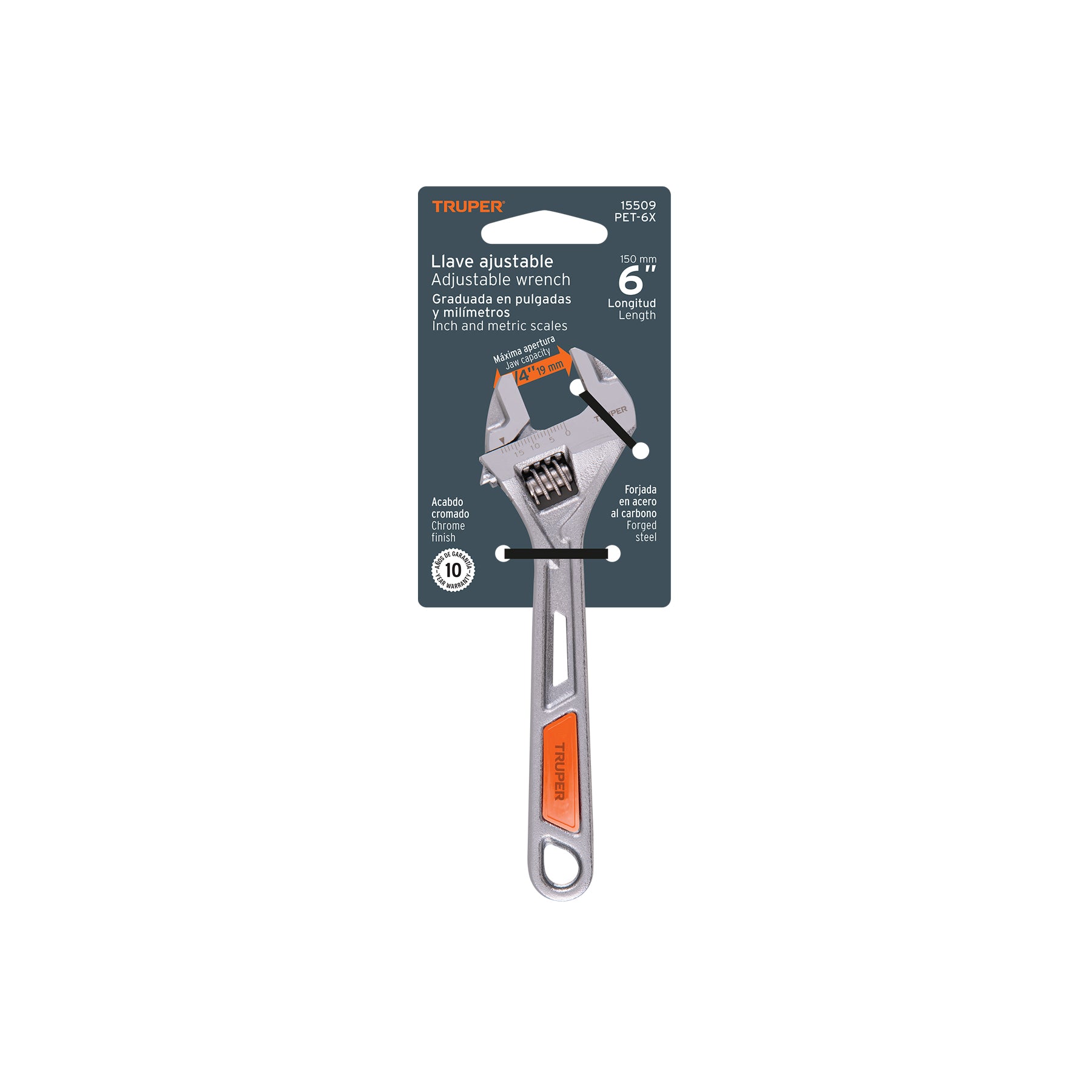 Llave ajustable (perico) 6 pulg cromada TR - SKU 15509