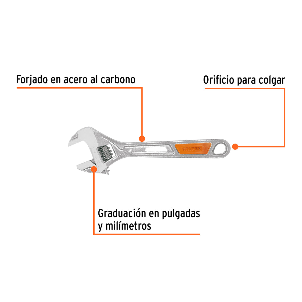 Llave ajustable (perico) 6 pulg cromada TR - SKU 15509