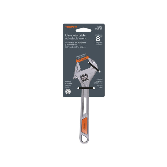 Llave ajustable (perico) 8 pulg cromada PET-8X - SKU 15510