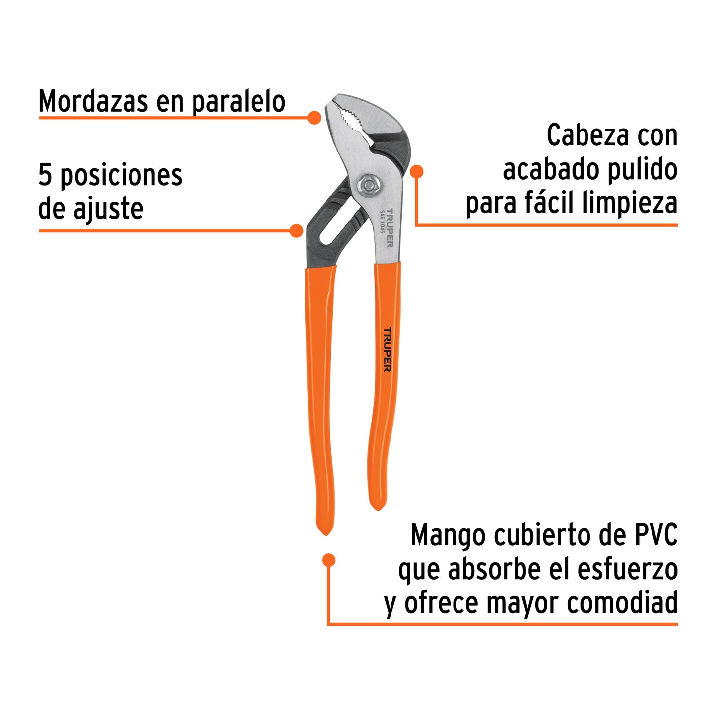 Pinza de extensión de 25 cm con mango de PVC