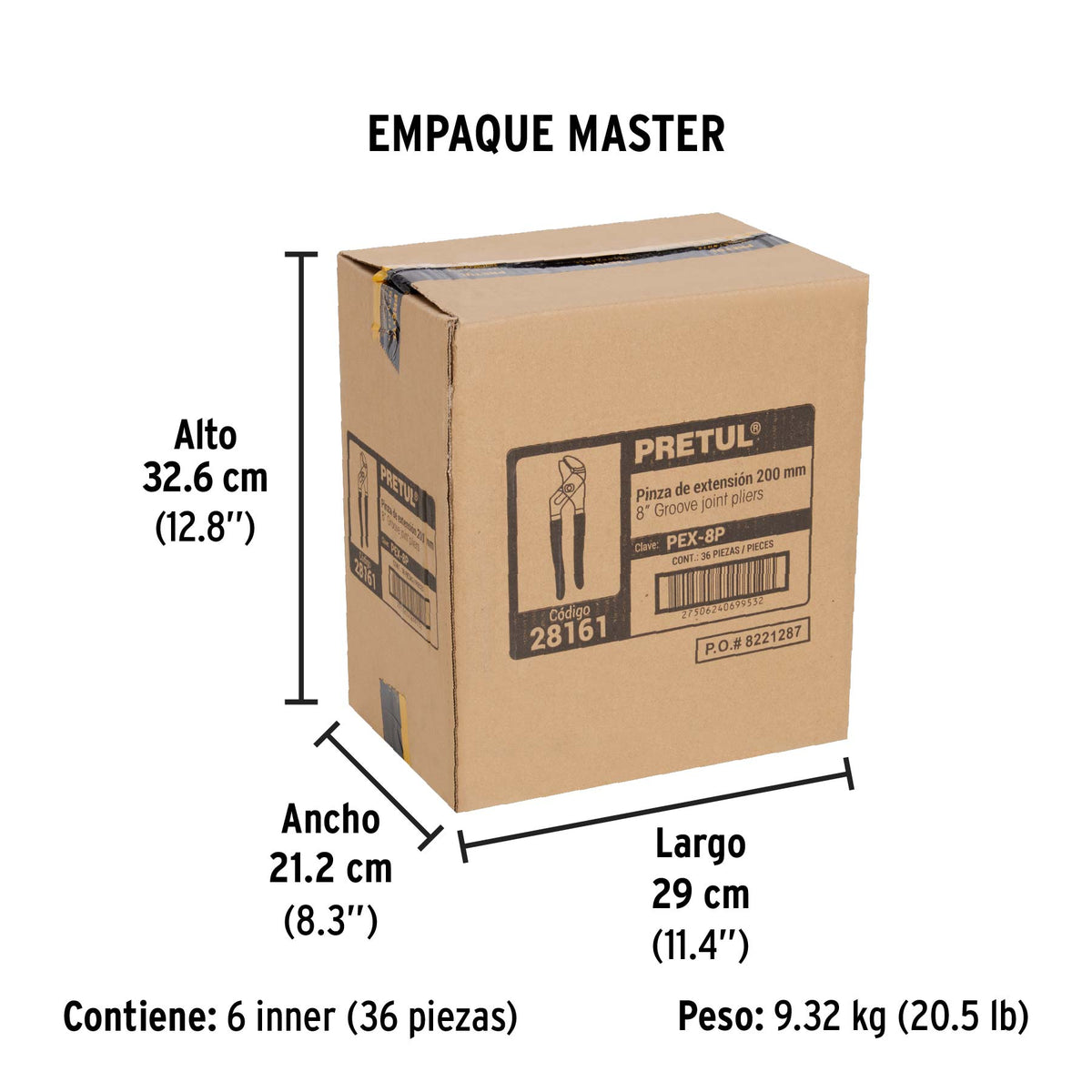 Pinza de extensión 8" mango de PVC · vista 7