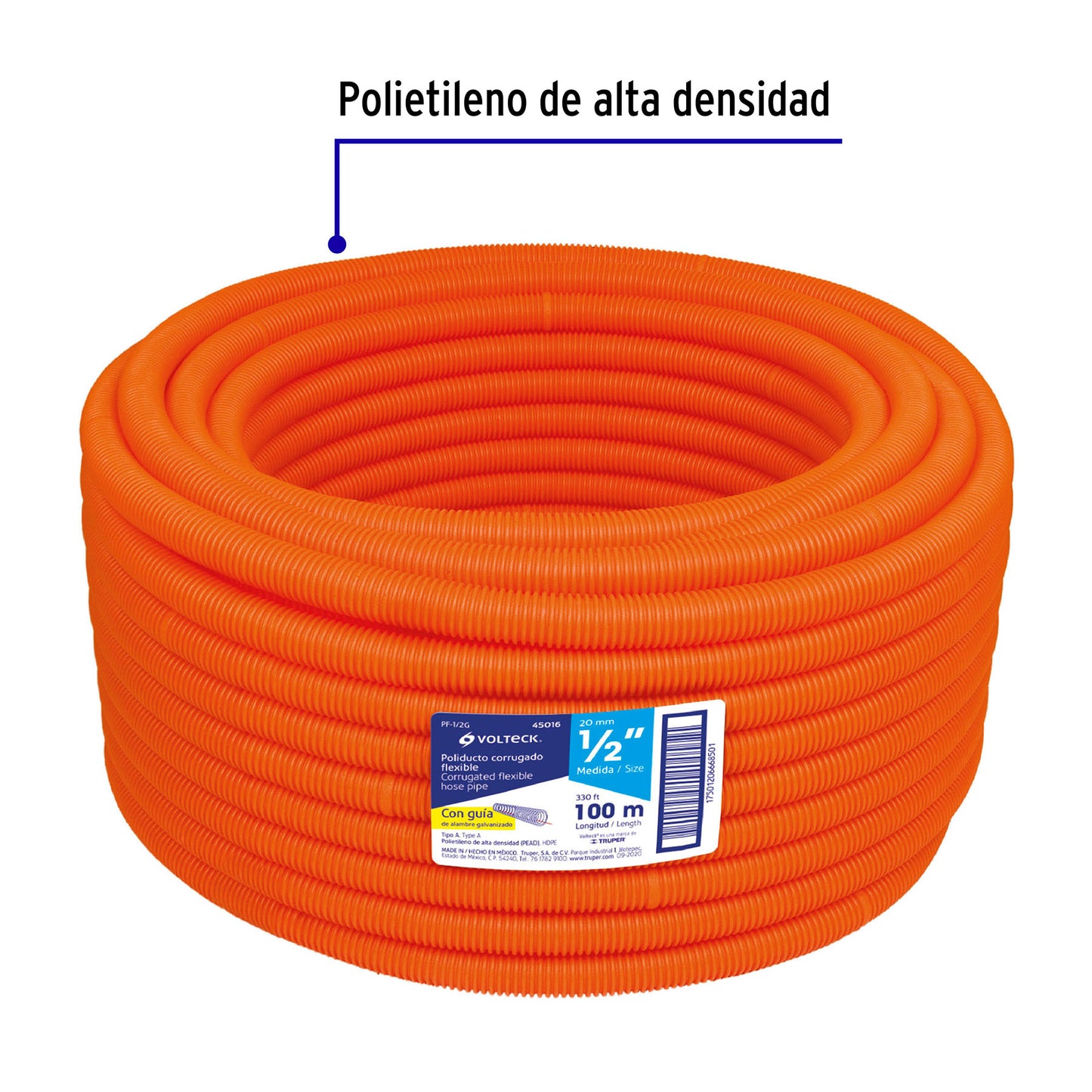 Poliducto 1/2 pulg c/guía rollo 100m