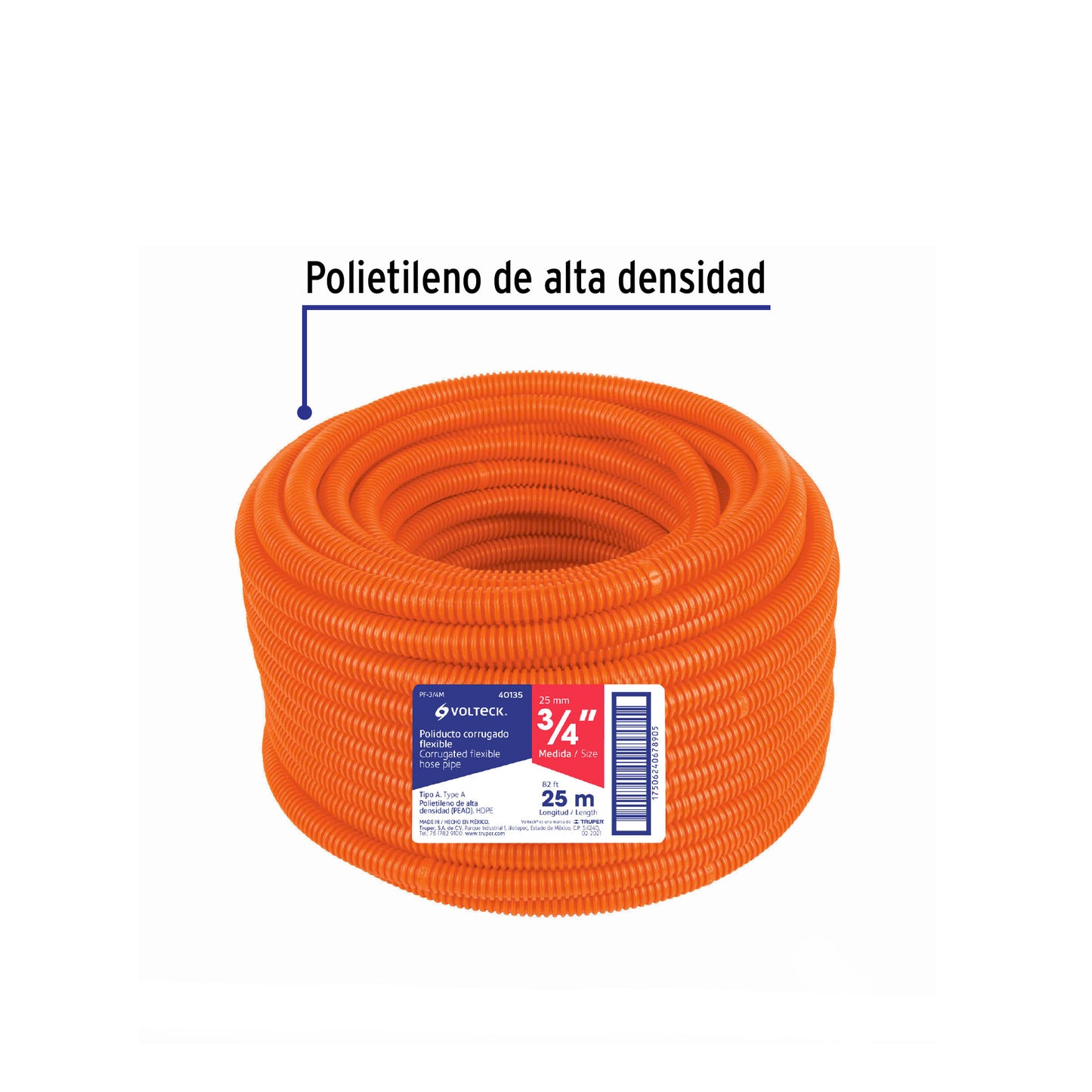 Poliducto 3/4 pulg s/guía rollo 25m