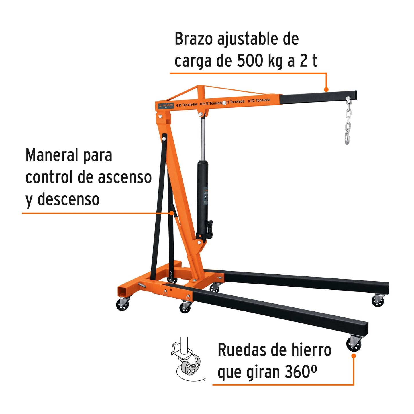 Pluma hidráulica plegable 2 toneladas