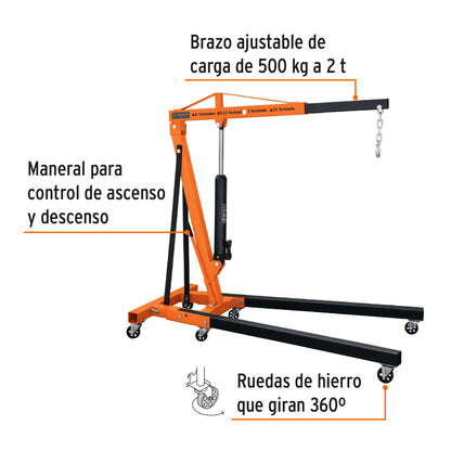 Pluma hidráulica plegable 2 toneladas