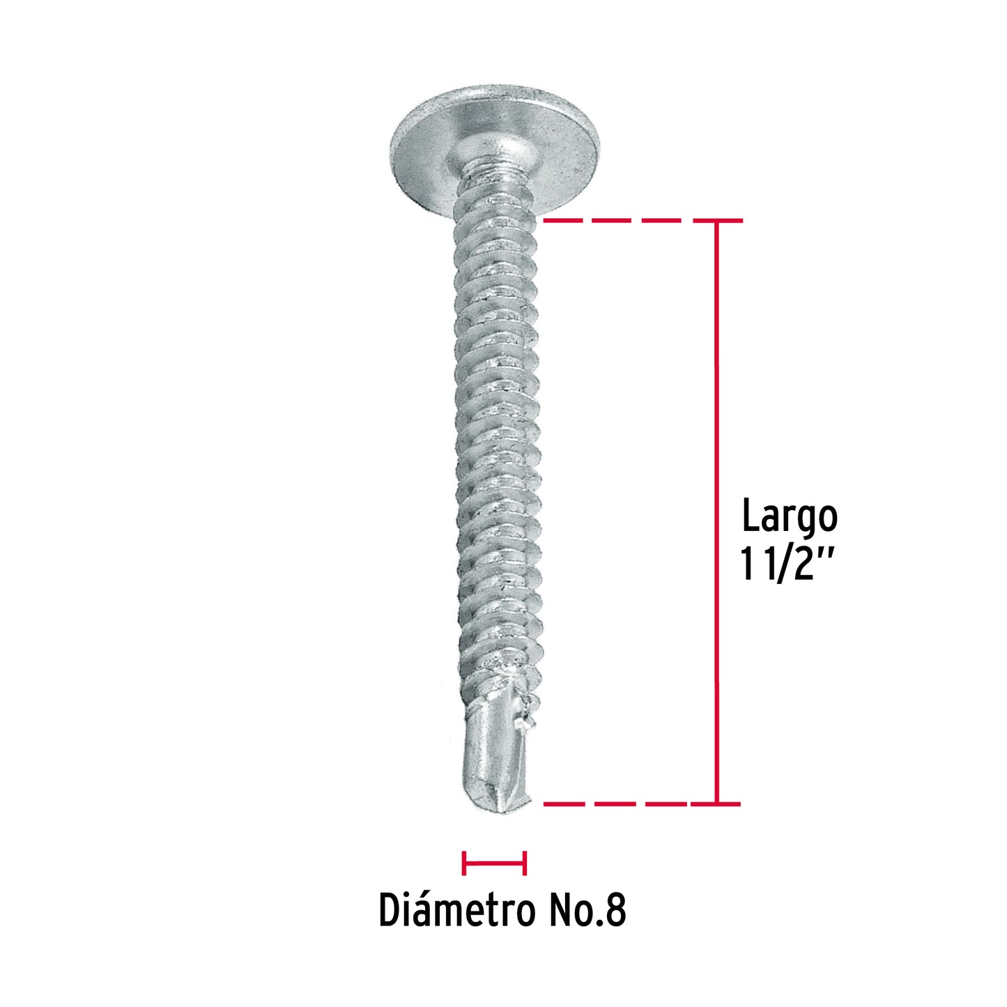 100 Tornillos K-LATH Punta Broca 8x1-1/2 pulg