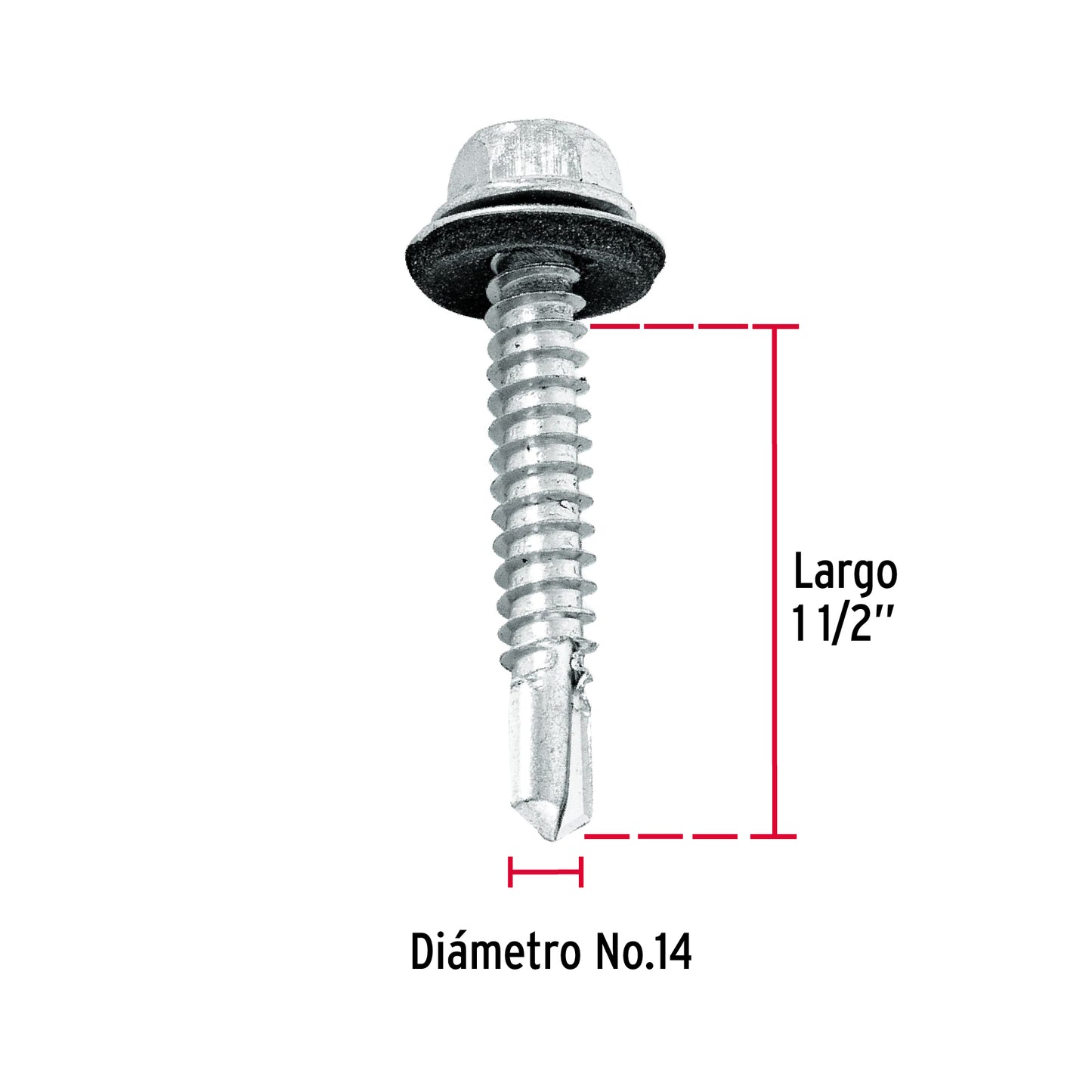50 Tornillos Hexagonales Punta Broca 14x1-1/2 pulg
