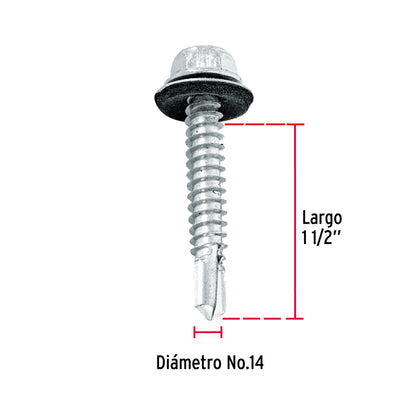 50 Tornillos Hexagonales Punta Broca 14x1-1/2 pulg