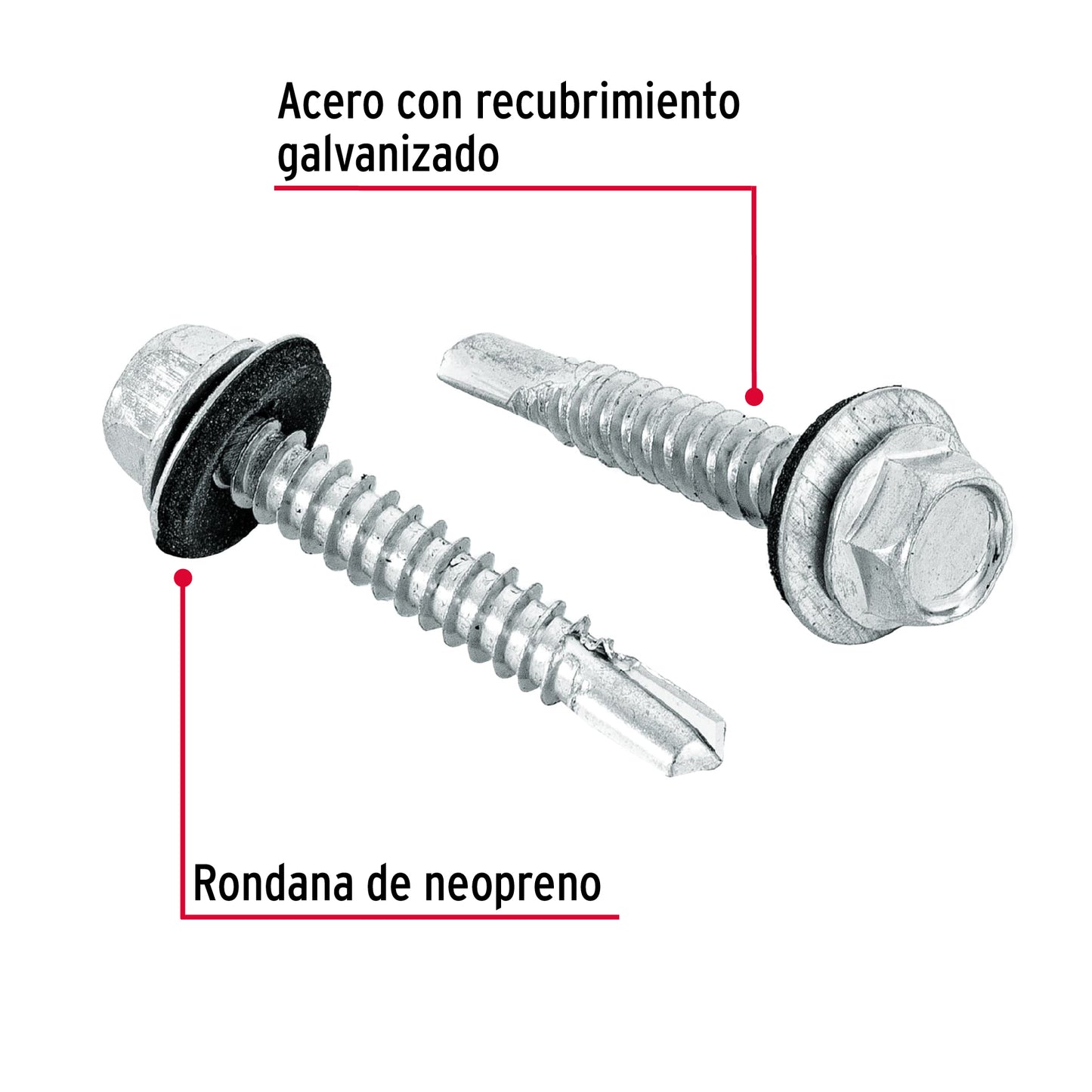 50 Tornillos Hexagonales Punta Broca 14x1-1/2 pulg