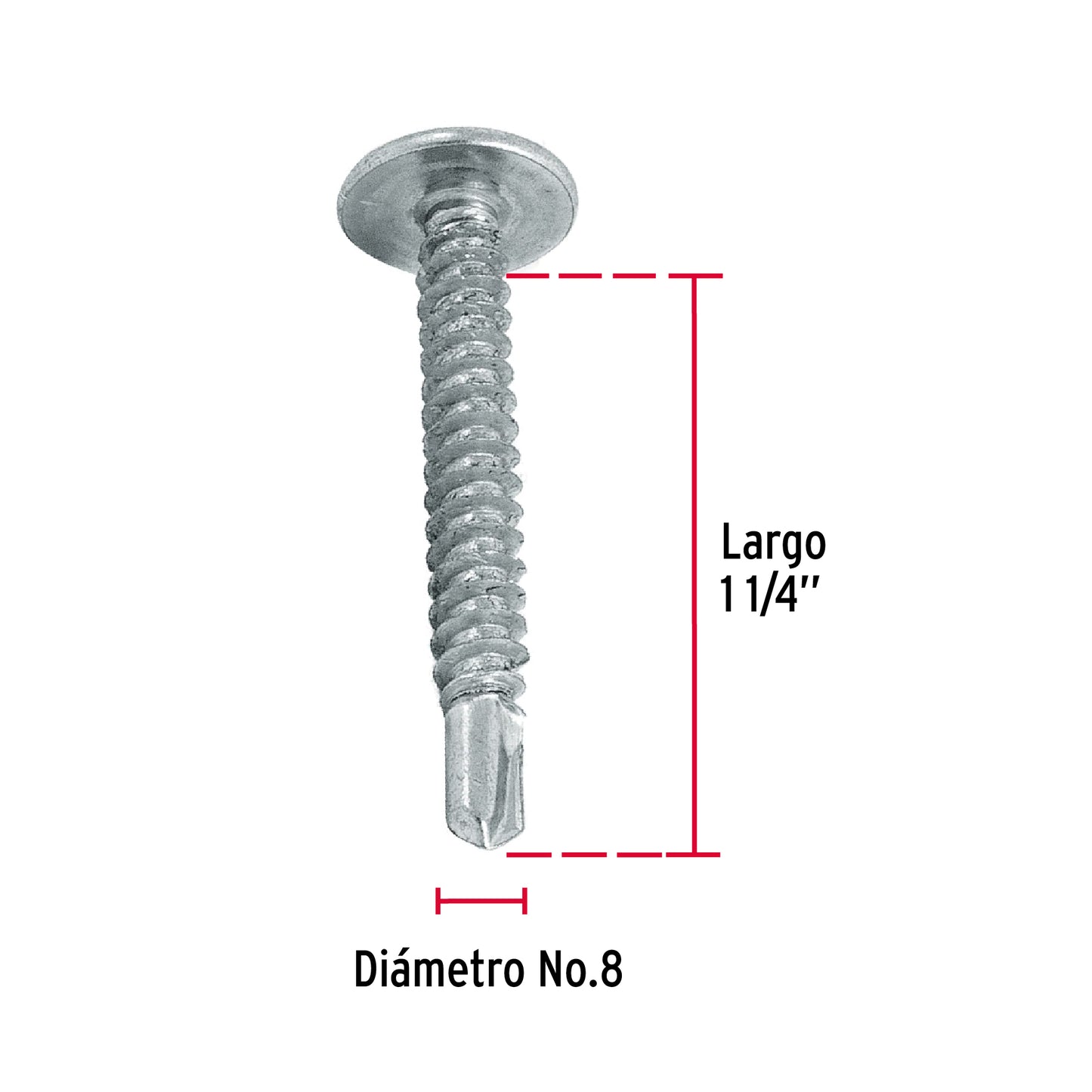 100 Tornillos K-LATH Punta Broca 8x1-1/4 pulg