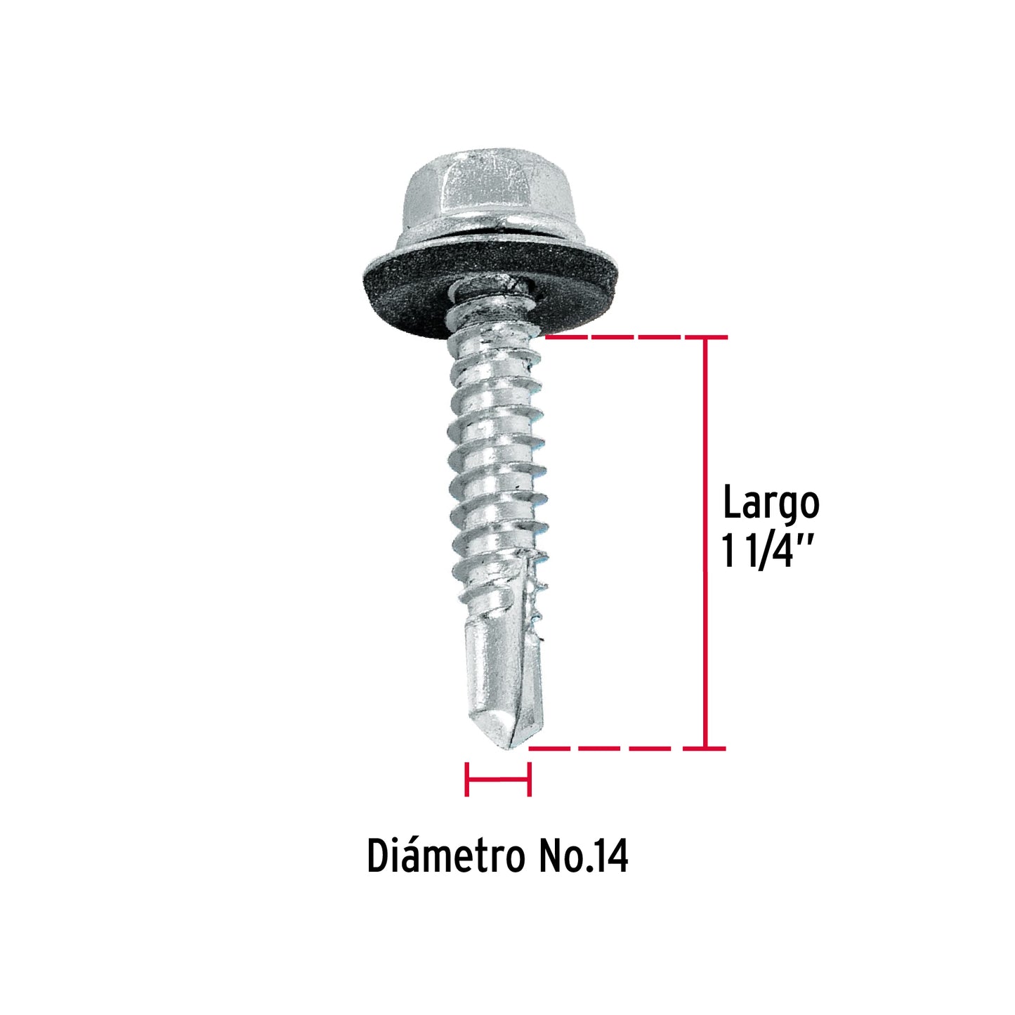 50 Tornillos Hexagonales Punta Broca 14x1-1/4 pulg