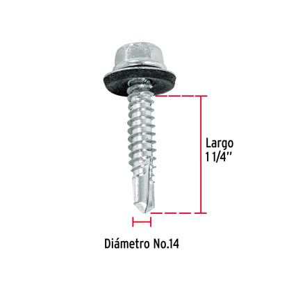 50 Tornillos Hexagonales Punta Broca 14x1-1/4 pulg