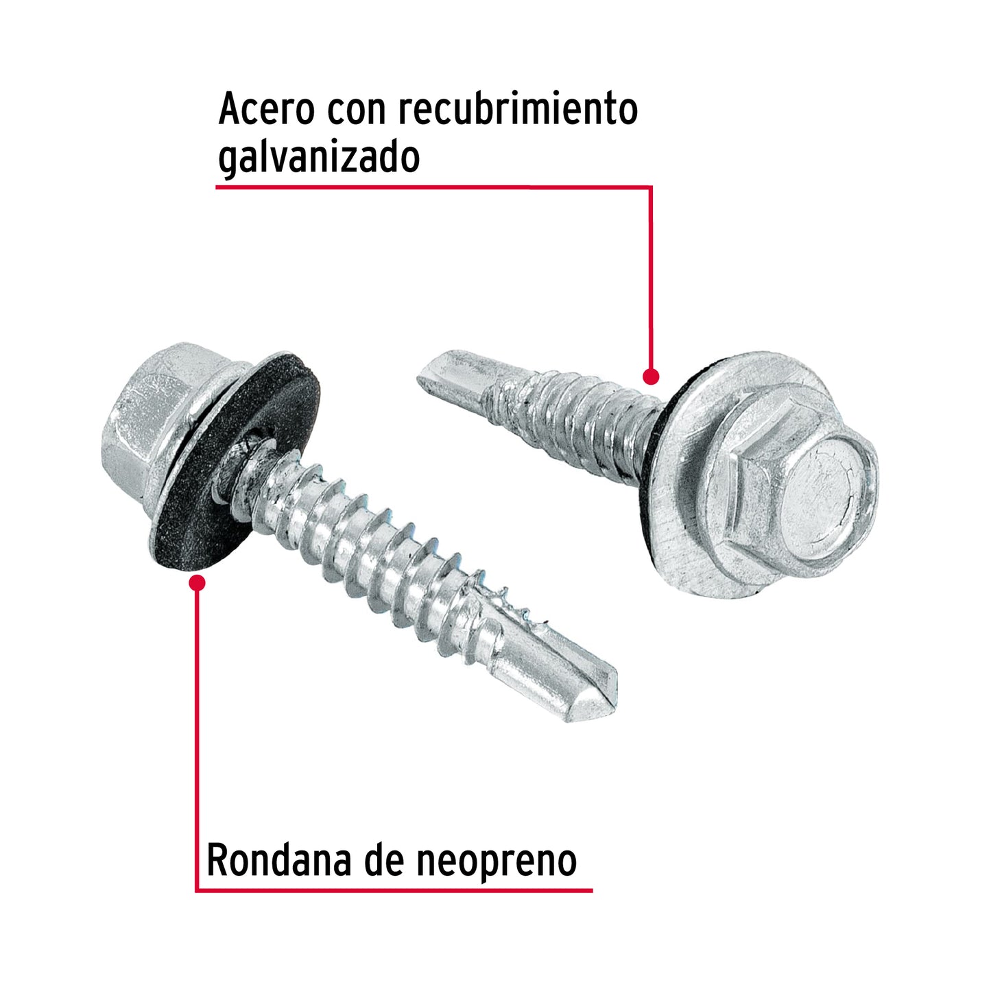 50 Tornillos Hexagonales Punta Broca 14x1-1/4 pulg