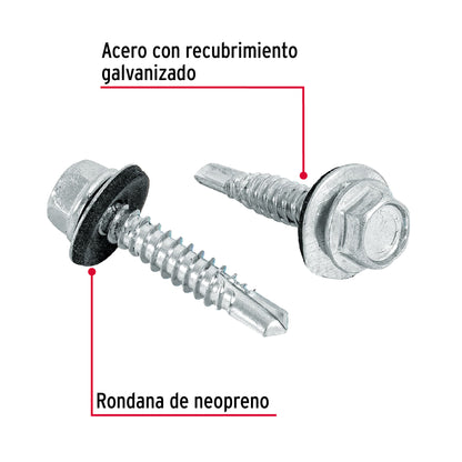 50 Tornillos Hexagonales Punta Broca 14x1-1/4 pulg