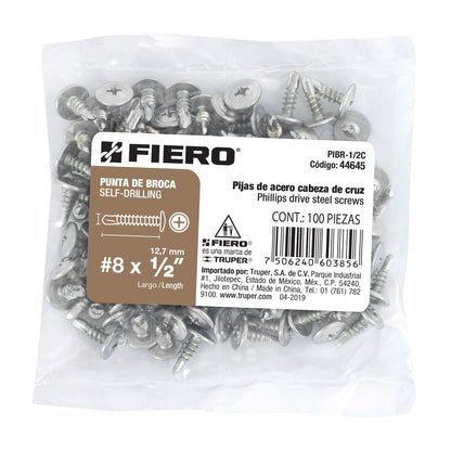 100 Tornillos K-LATH Punta Broca 8x1/2 pulg
