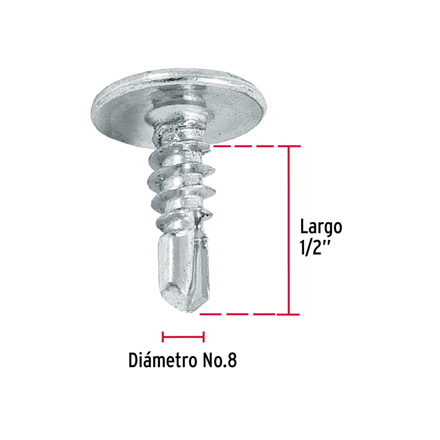 100 Tornillos K-LATH Punta Broca 8x1/2 pulg