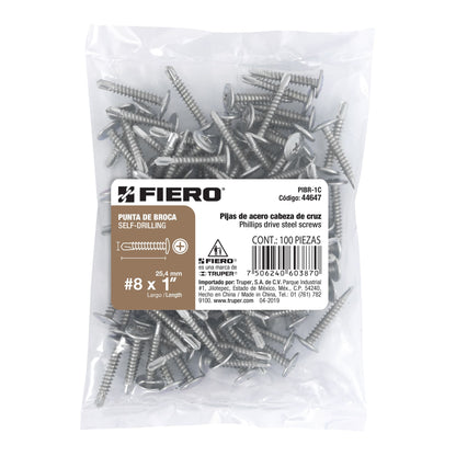 100 Tornillos K-LATH Punta Broca 8x1 pulg