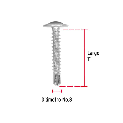 100 Tornillos K-LATH Punta Broca 8x1 pulg