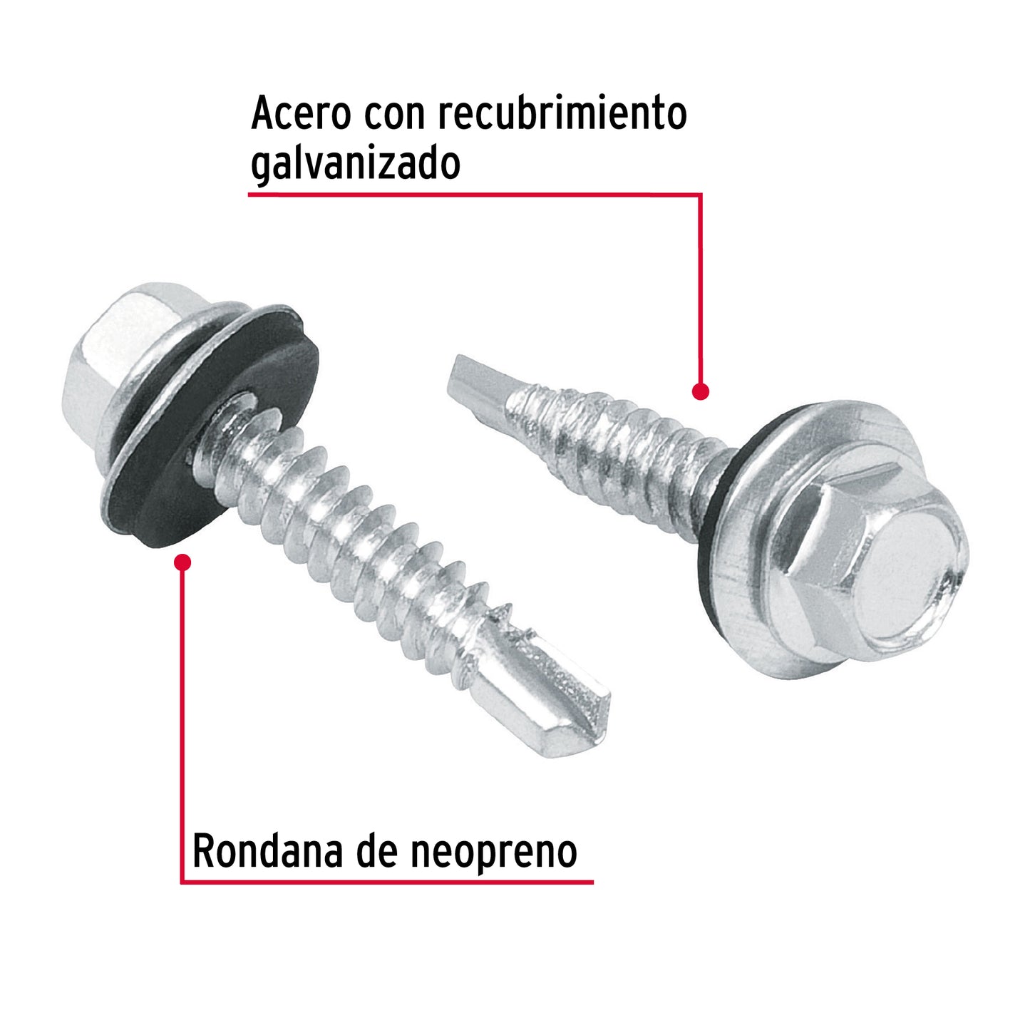 100 Tornillos Hexagonales Punta Broca 14x1 pulg