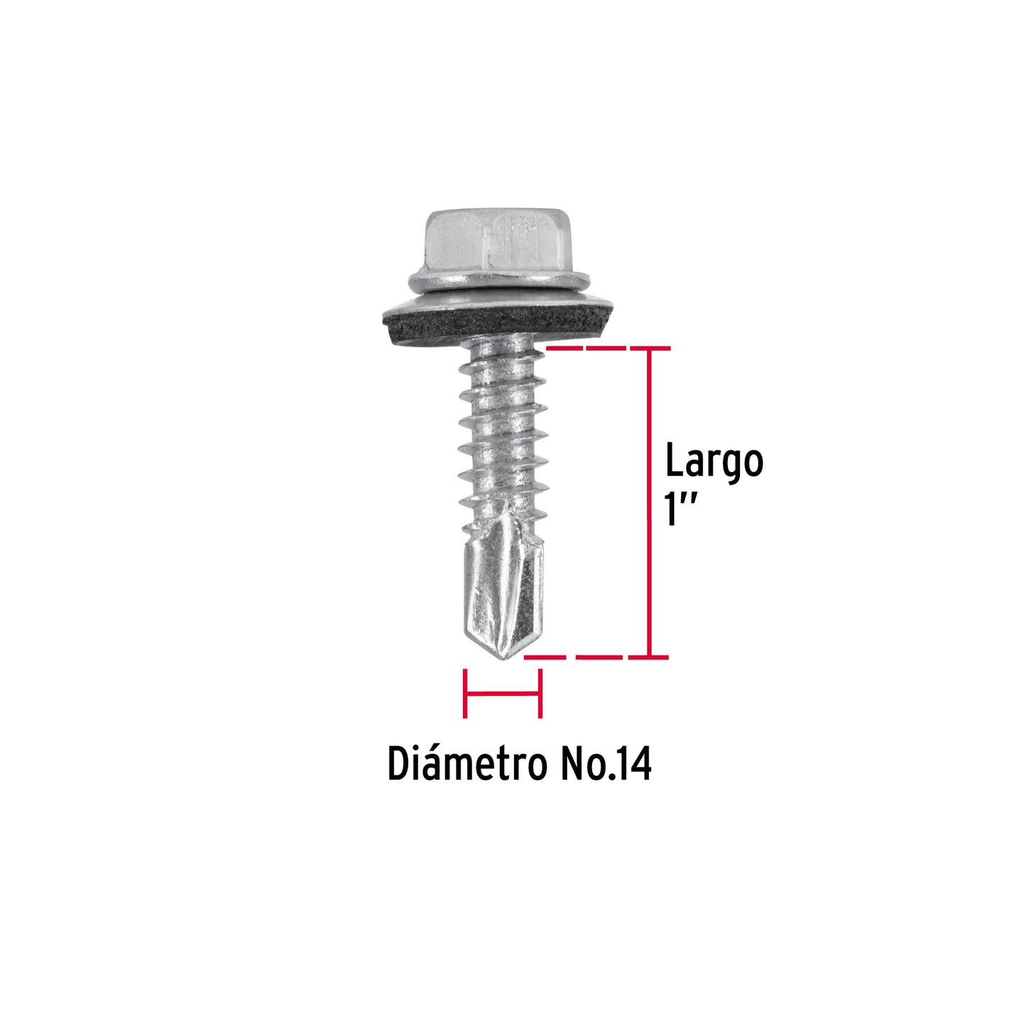 100 Tornillos Hexagonales Punta Broca 14x1 pulg