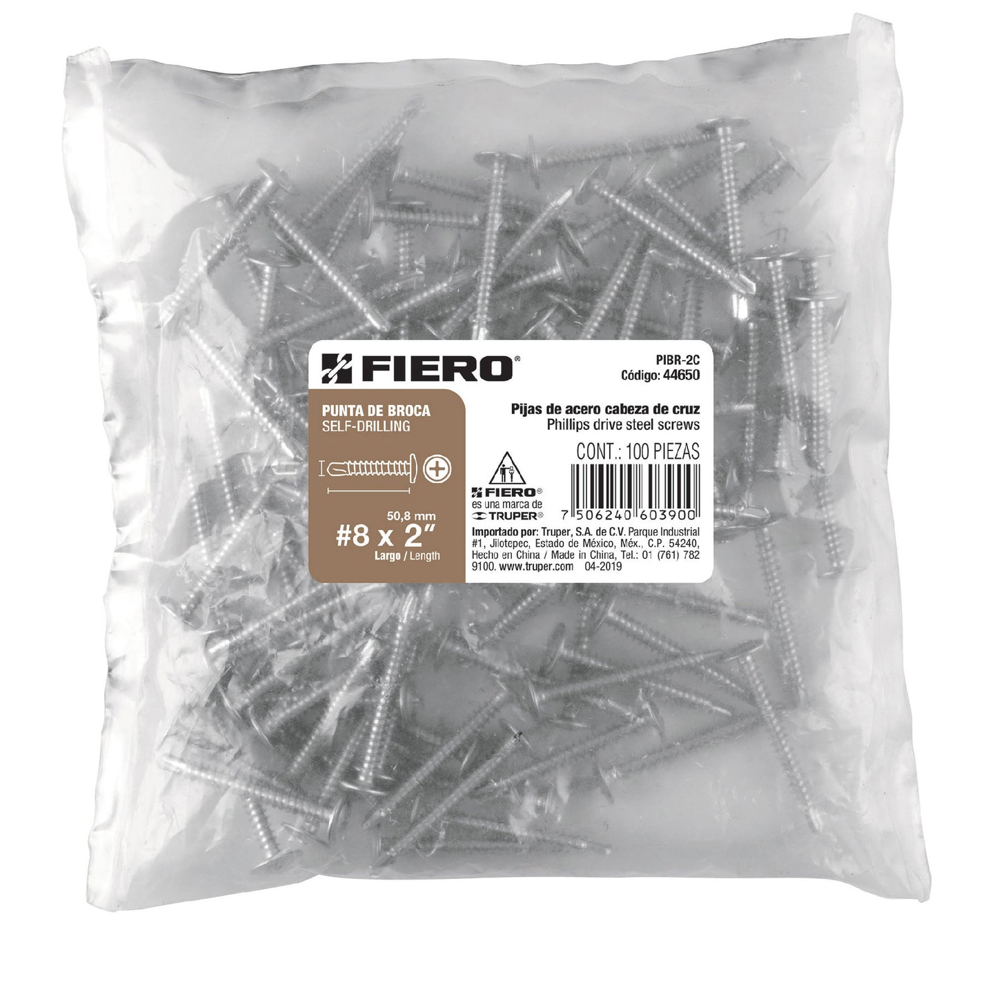100 Tornillos K-LATH Punta Broca 8x2 pulg