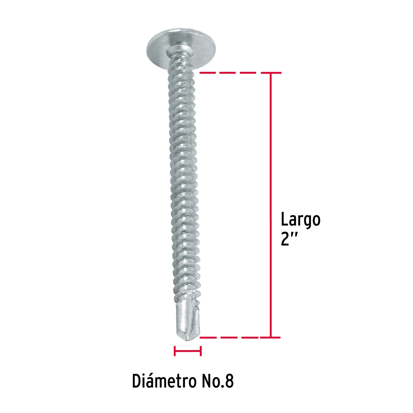 100 Tornillos K-LATH Punta Broca 8x2 pulg