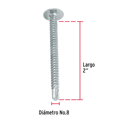 100 Tornillos K-LATH Punta Broca 8x2 pulg