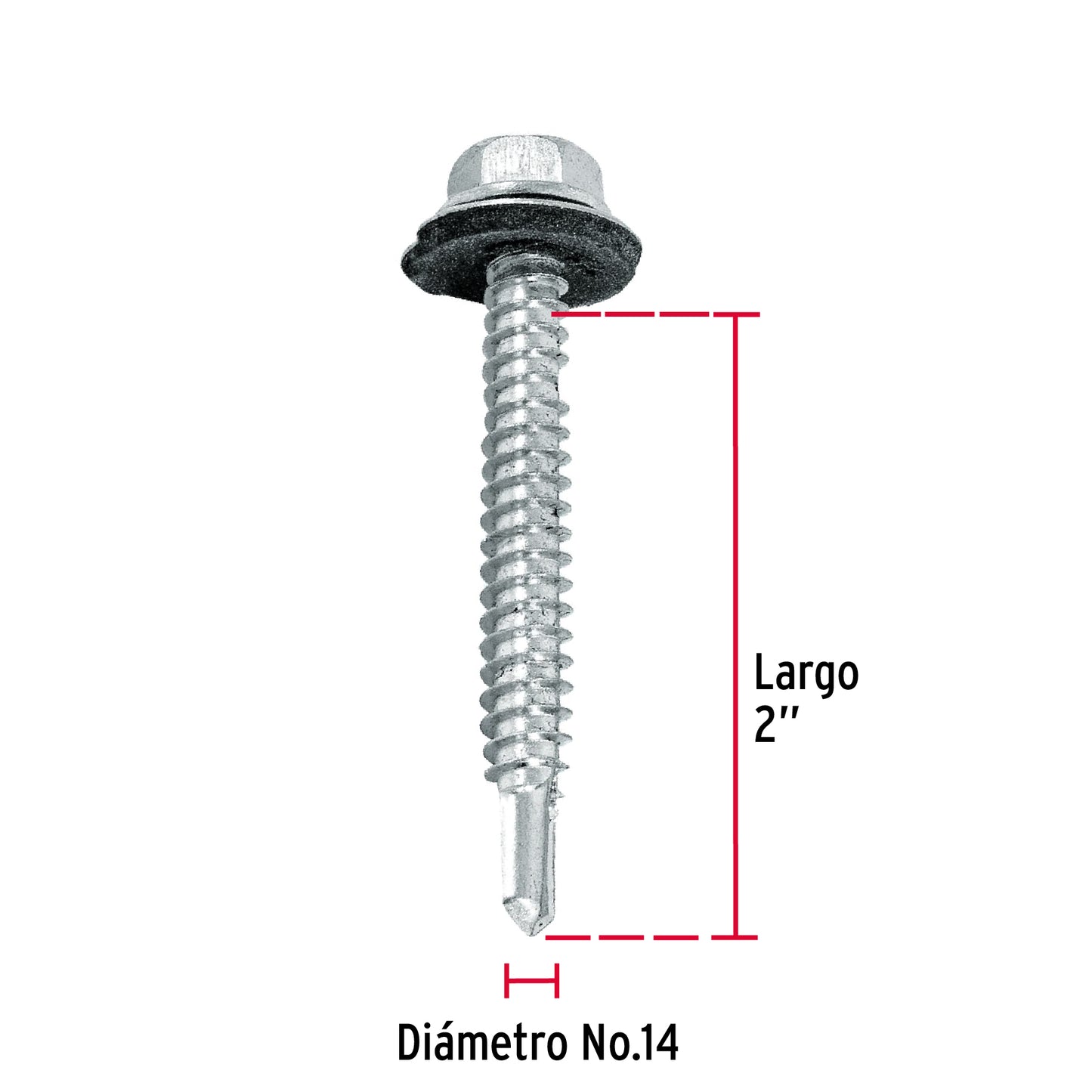 50 Tornillos Hexagonales Punta Broca 14x2 pulg
