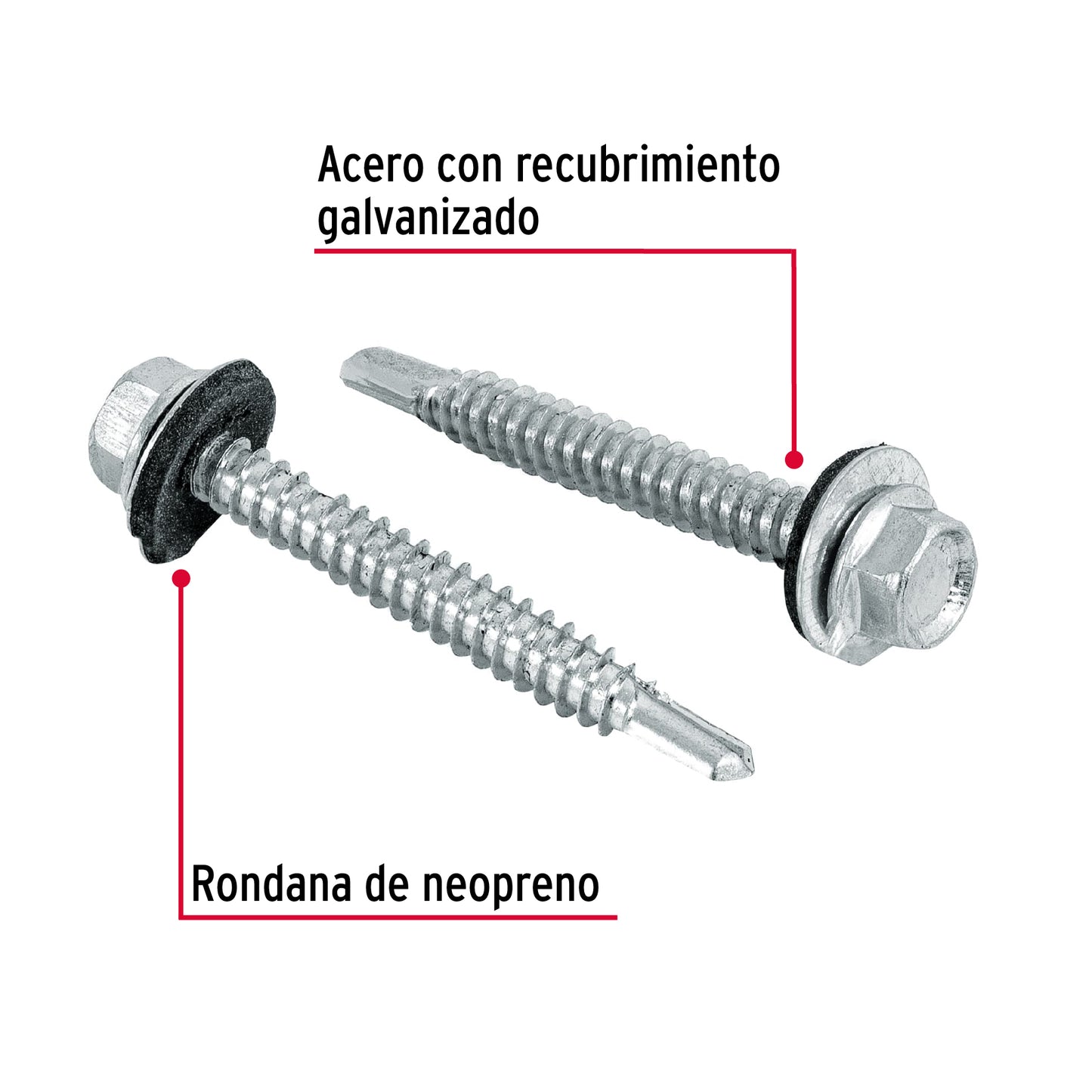 50 Tornillos Hexagonales Punta Broca 14x2 pulg